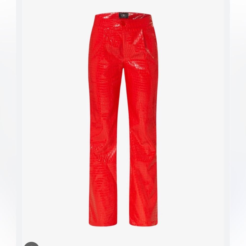 Valencia red leather croc pants from OW collection